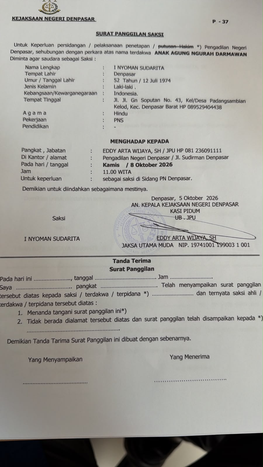 Persidangan Hak Atas Tanah: Saksi Mantan Pasedahan Pertanyakan Keabsahan Salinan IPEDA Puri Kaleran Kangin